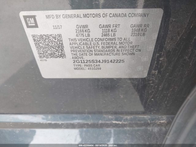 2G1125S34J9142225 Chevrolet IMPALA 2LZ