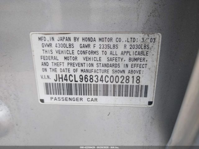 2004 ACURA TSX JH4CL96834C002818 Photo 8