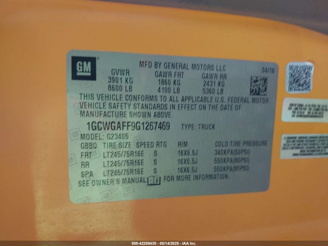 1GCWGAFF9G1267469 Chevrolet l20 - flexible fuel (gas/ethanol), sfi iron