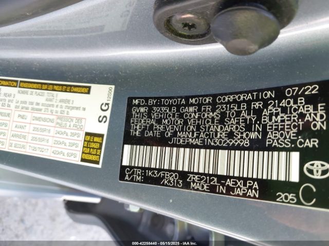 JTDEPMAE1N3029998 Toyota 2zr-fae