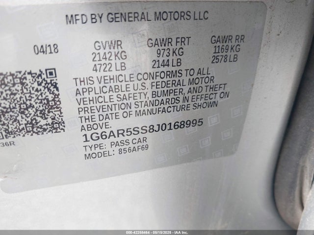 2018 CADILLAC CTS 1G6AR5SS8J0168995 Photo 8