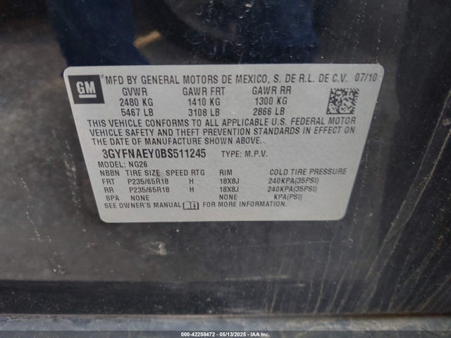 2011 CADILLAC SRX 3GYFNAEY0BS511245 Photo 8