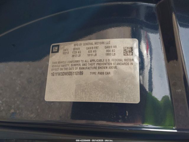 2013 CHEVROLET CORVETTE 1G1YW3DW9D5110189 Photo 8