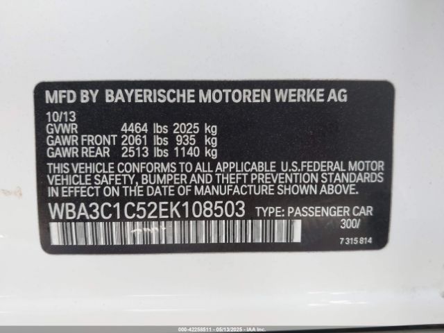 WBA3C1C52EK108503 BMW 328I