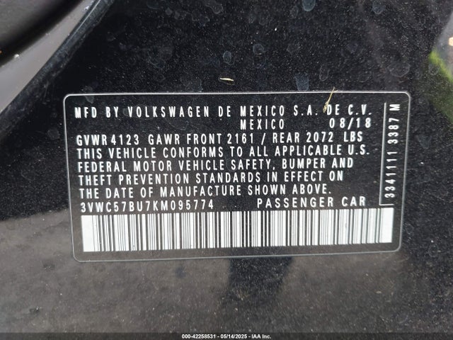 3VWC57BU7KM095774 Volkswagen 1.4 tsi