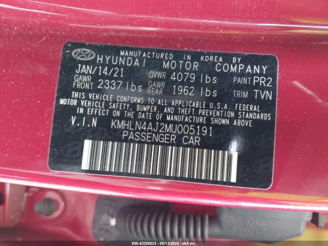 KMHLN4AJ2MU005191 Hyundai Elantra Hybrid Limited