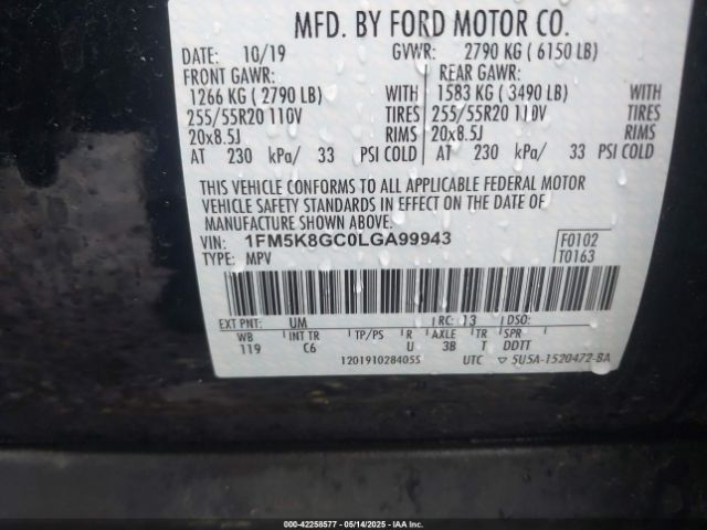 2020 FORD EXPLORER 1FM5K8GC0LGA99943 Photo 8