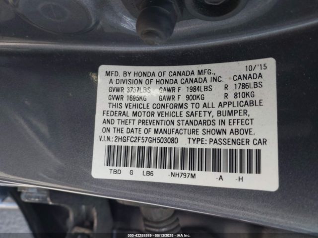 2HGFC2F57GH503080 Honda Civic Lx