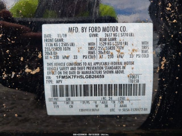 1FMSK7FH5LGB26659 Ford Explorer Limited