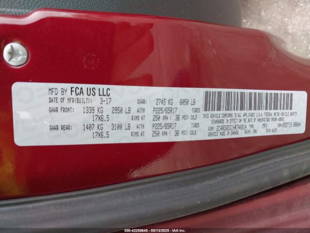 2C4RDGEG1HR740314 Dodge Grand Caravan Gt