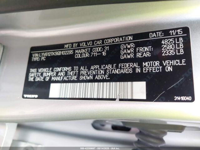 LYV612TK9GB102295 Volvo S60 Inscription T5 Premier