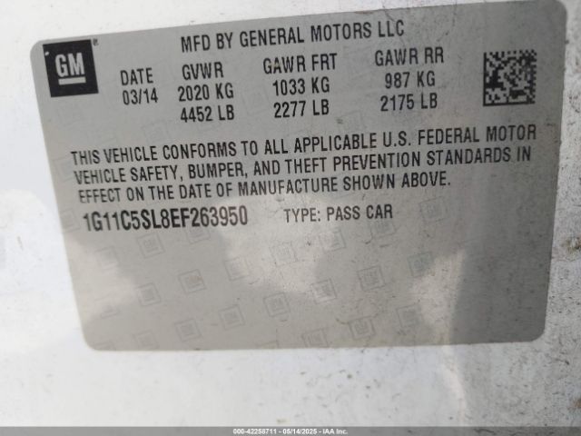 1G11C5SL8EF263950 Chevrolet MALIBU 1LT
