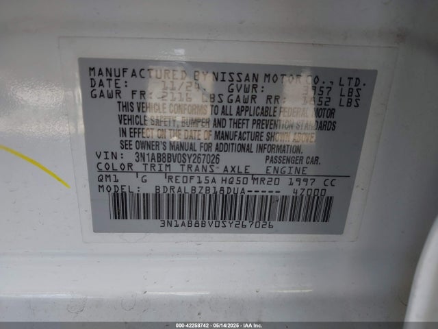 3N1AB8BV0SY267026 Nissan 2025