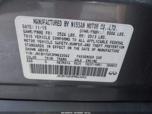 JN1BV7AR3FM422042 Infiniti Q50 SPORT