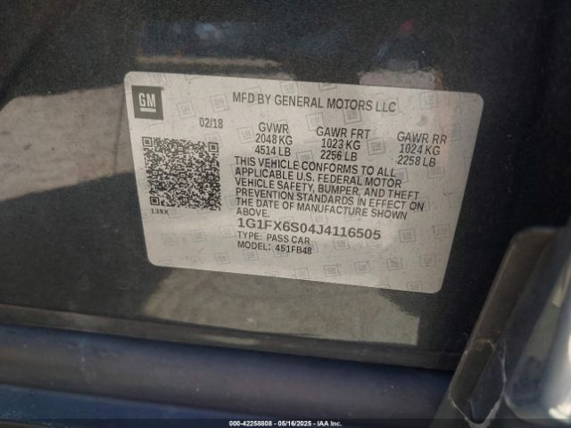 1G1FX6S04J4116505 Chevrolet Bolt Ev Premier