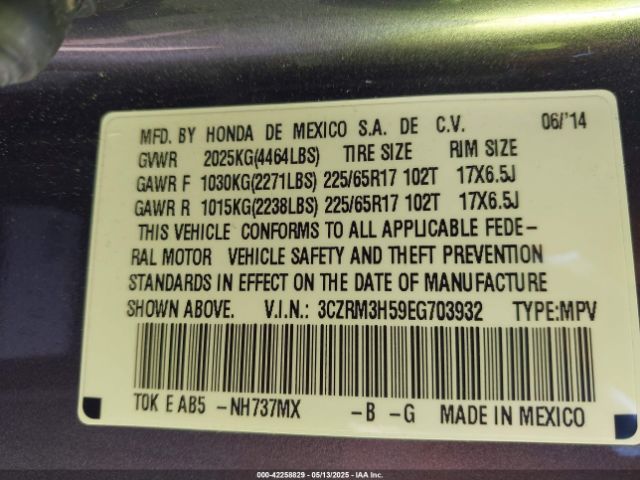 3CZRM3H59EG703932 Honda CR-V EX