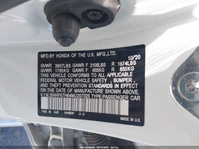 2021 HONDA CIVIC SHHFK7H64MU207325 Photo 8