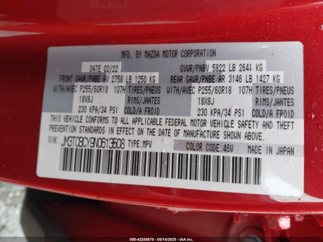 2022 MAZDA CX-9 JM3TCBCY9N0613508 Photo 8
