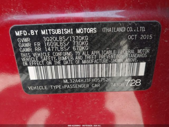 ML32A4HJ3FH057526 Mitsubishi MIRAGE ES