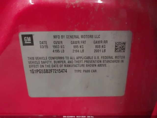 1G1PG5SB2F7215474 Chevrolet CRUZE LTZ
