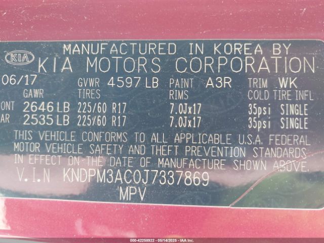 KNDPM3AC0J7337869 KIA gdi theta ii