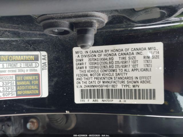 2HKRM4H56FH611827 Honda CR-V EX