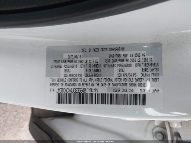JM3TCACY4J0236848 Mazda Cx-9 Touring