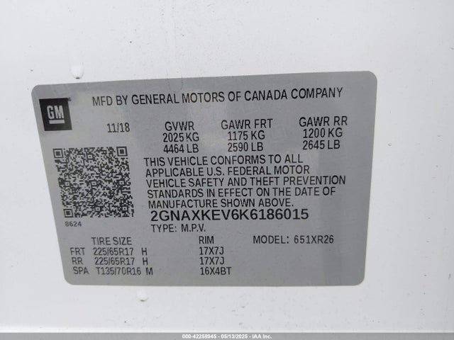 Chevrolet EQUINOX LT 2019 2GNAXKEV6K6186015 Image 9