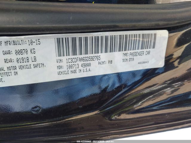 1C3CDFAA6GD592765 Dodge DART SE
