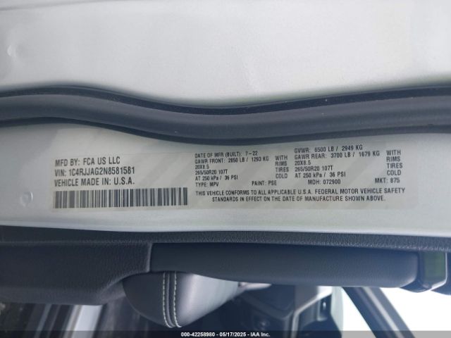 2022 JEEP GRAND CHEROKEE L 1C4RJJAG2N8581581 Photo 8