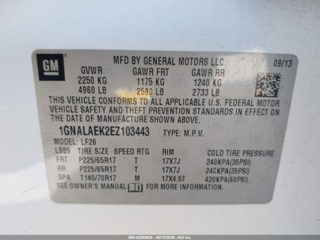 1GNALAEK2EZ103443 Chevrolet EQUINOX LS