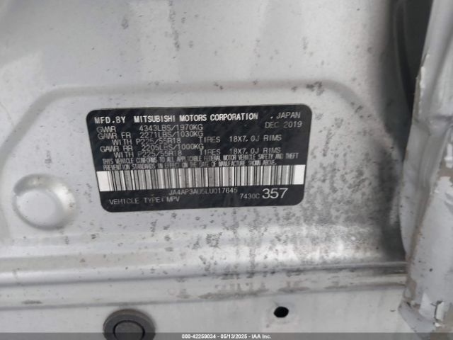 2020 MITSUBISHI OUTLANDER SPORT JA4AP3AU5LU017645 Photo 8