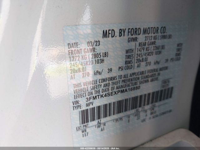 3FMTK4SEXPMA16880 Ford 2023