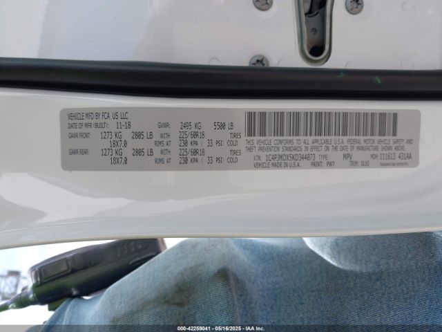 1C4PJMDX5KD344073 Jeep Cherokee Limited 4x4