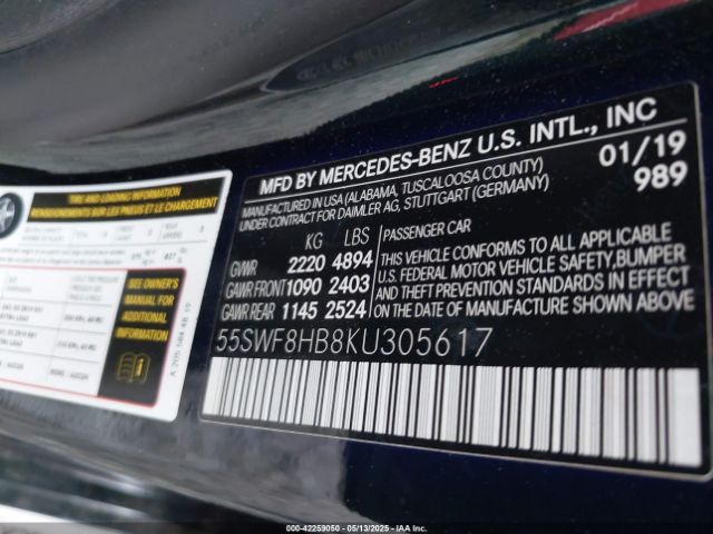 2019 MERCEDES-BENZ AMG C 63 55SWF8HB8KU305617 Photo 8