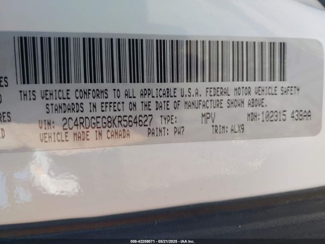 2C4RDGEG8KR564627 Dodge Grand Caravan Gt