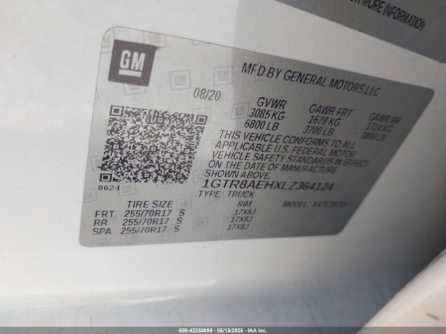 2020 GMC SIERRA 1500 1GTR8AEHXLZ364124 Photo 8