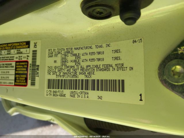 5TFRY5F11FX185561 Toyota Tundra Sr5 5.7l V8