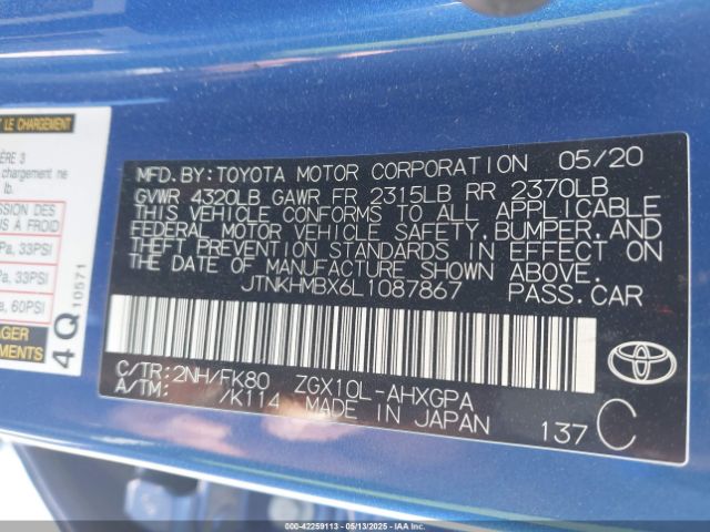 2020 TOYOTA C-HR JTNKHMBX6L1087867 Photo 8