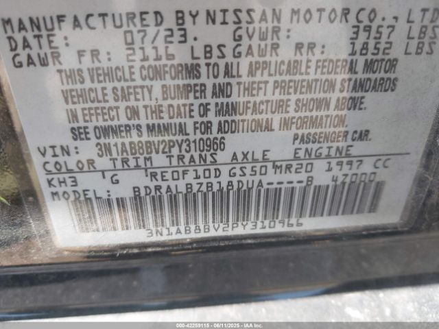 2023 NISSAN SENTRA 3N1AB8BV2PY310966 Photo 8