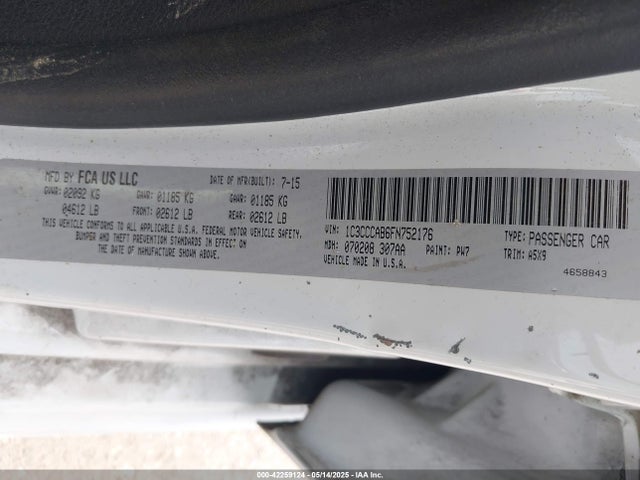 Chrysler 200 Limited 2015 1C3CCCAB6FN752176 Image 9