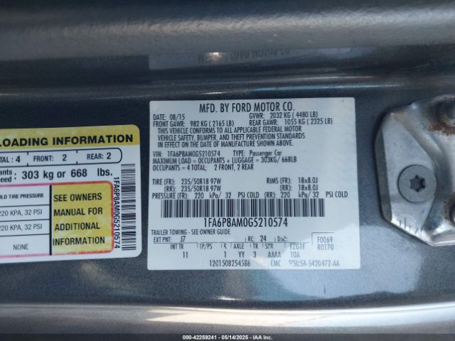 2016 FORD MUSTANG 1FA6P8AM0G5210574 Photo 8