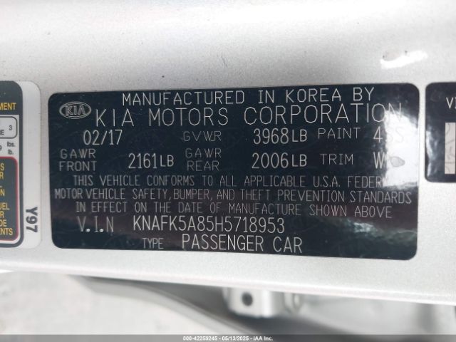 KNAFK5A85H5718953 KIA FORTE LX