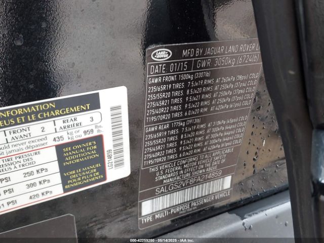 2015 LAND ROVER RANGE ROVER SALGS2VF8FA214859 Photo 8
