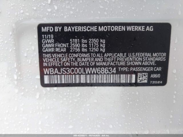 2020 BMW 540I WBAJS3C00LWW68634 Photo 8