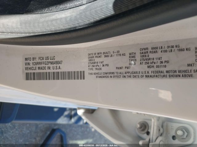 1C6RRFFG2PN649047 RAM 1500 Big Horn  4x4 5'7 Box