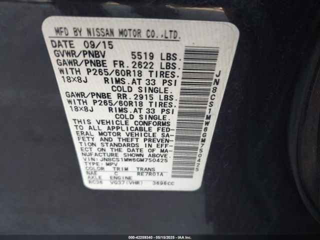 JN8CS1MW6GM750425 Infiniti QX70