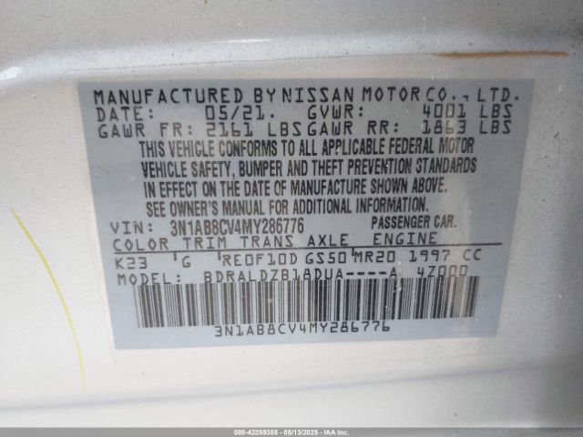 3N1AB8CV4MY286776 Nissan Sentra Sv Xtronic Cvt