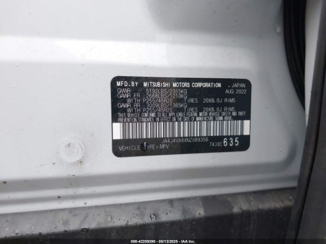2022 MITSUBISHI OUTLANDER JA4J4VA8XNZ089356 Photo 8