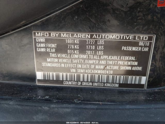 2019 MCLAREN 720S SBM14DCA0KW002438 Photo 8